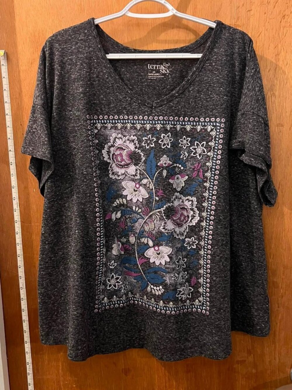 Size 2X(20/22W) - Terra & Sky - Dark Gray Short Sleeve Graphic T-Shirt
